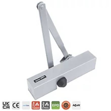 Briton 2003V Overhead Door Closer SES Sprayed Silver EN 1-4